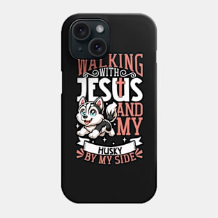 Jesus and dog - Siberian Husky Phone Case