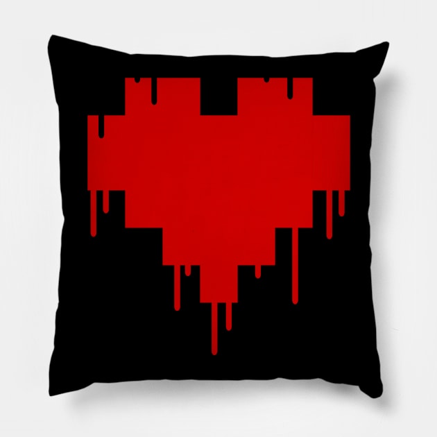 Red Dripping Pixel Heart Pillow by DipsyBunStudios27