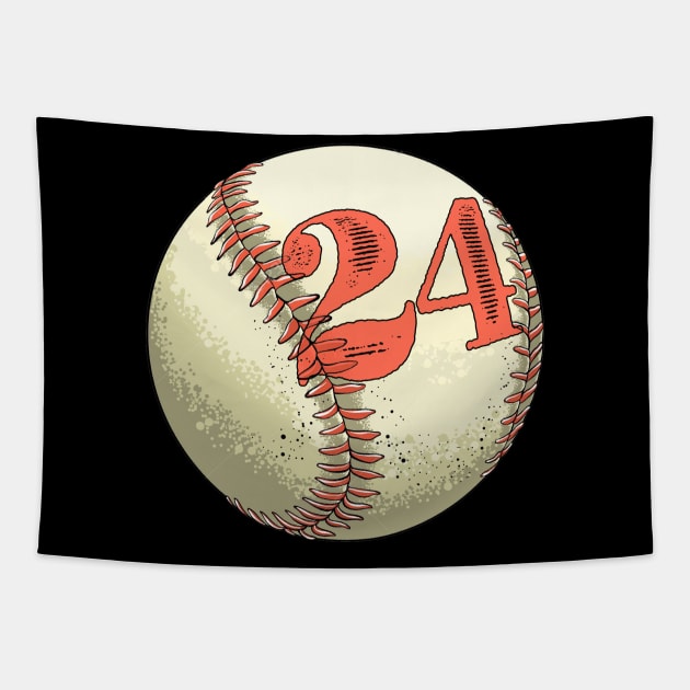 Vintage Baseball Number 24 Shirt Cool Softball Mom Tapestry by Simpsonfft