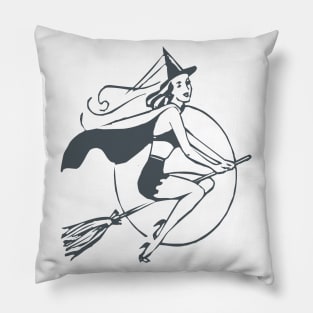 Halloween witch on a broom Pillow