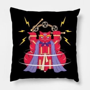 Bakeneko with Raijin drums Pillow