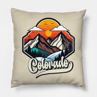 Vintage Sunset Colorado mountain Pillow