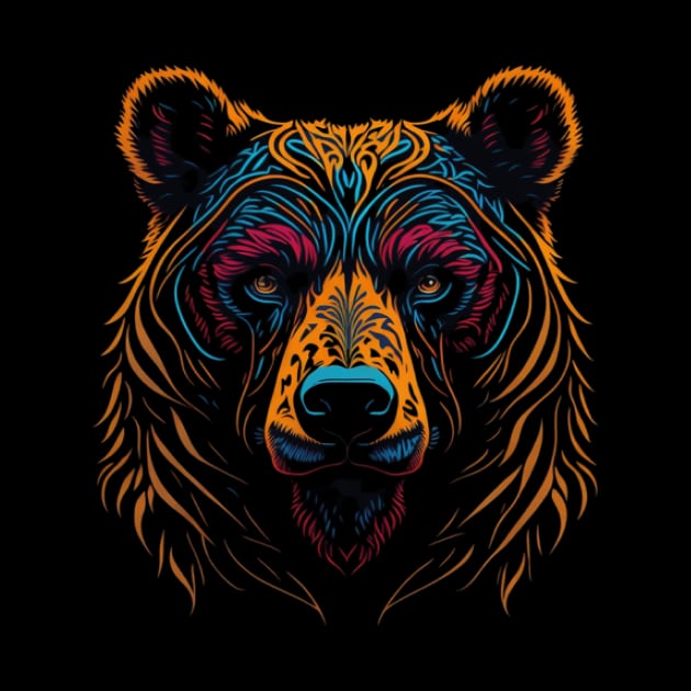 bear face colorful by WoodShop93