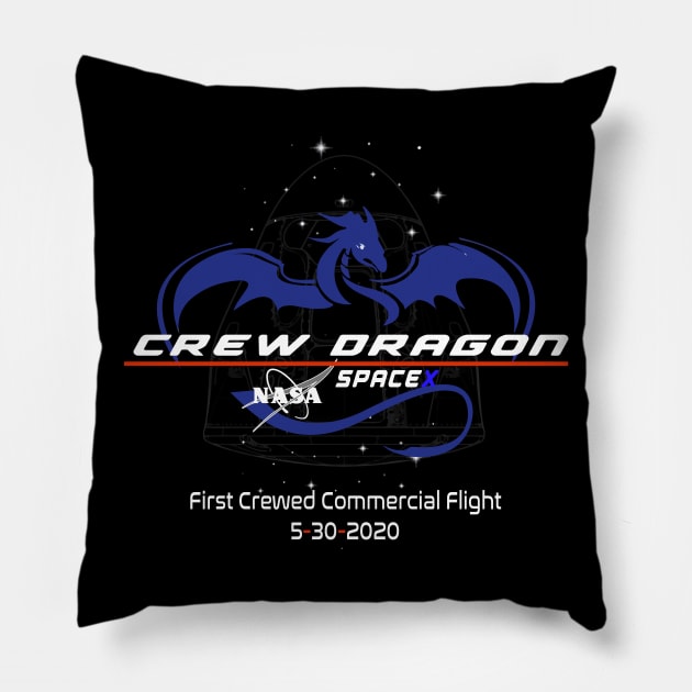 Crew Dragon Module Stars Crewed Flight Pillow by Prolifictees