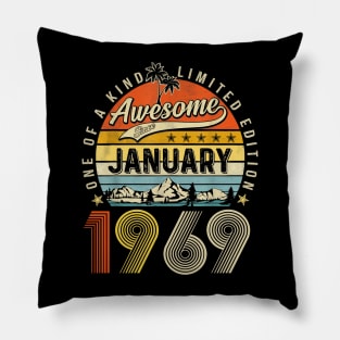 Awesome Since January 1969 Vintage 54th Birthday Pillow