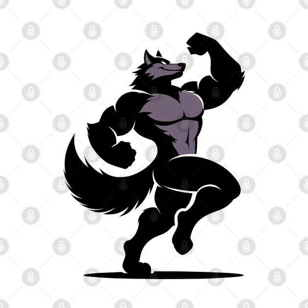 Simple Muscular Werewolf Silhouette Anthro Art by Blue Bull Bazaar