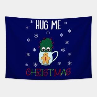 Hug Me It's Christmas - Small Cactus With Red Spikes In Christmas Mug Tapestry