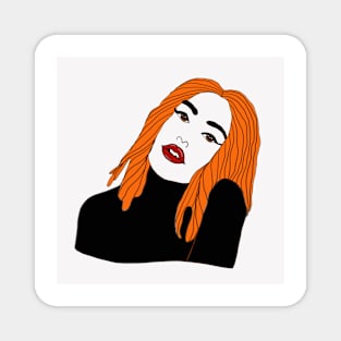 female portrait of woman with orange hair Magnet