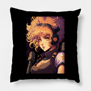 Anime Girl Space Soldier with Blond Hair Pillow