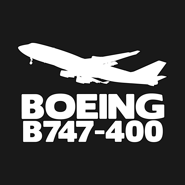 Boeing B747-400 Silhouette Print (White) by TheArtofFlying