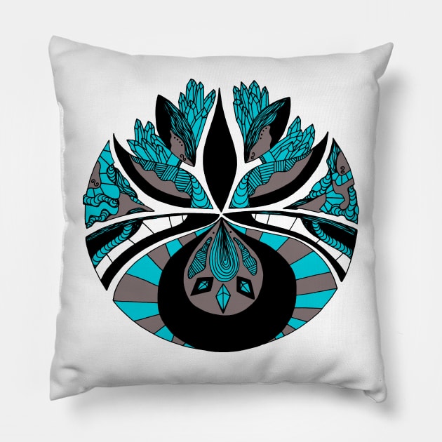 Blue Grey Abstract Motif Pillow by kenallouis