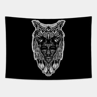 Owl and face Tapestry