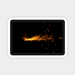 Burning fuse on black background Magnet