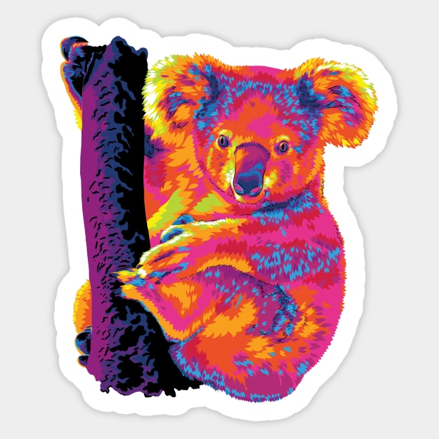 The Warm Rainbow Koala - Koala - Sticker