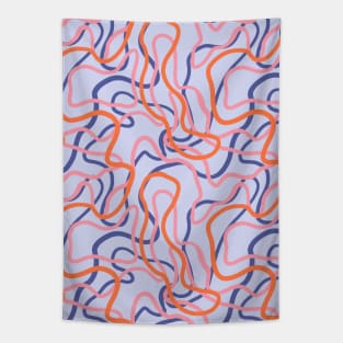 Abstract curvy lines pattern in pale blue Tapestry