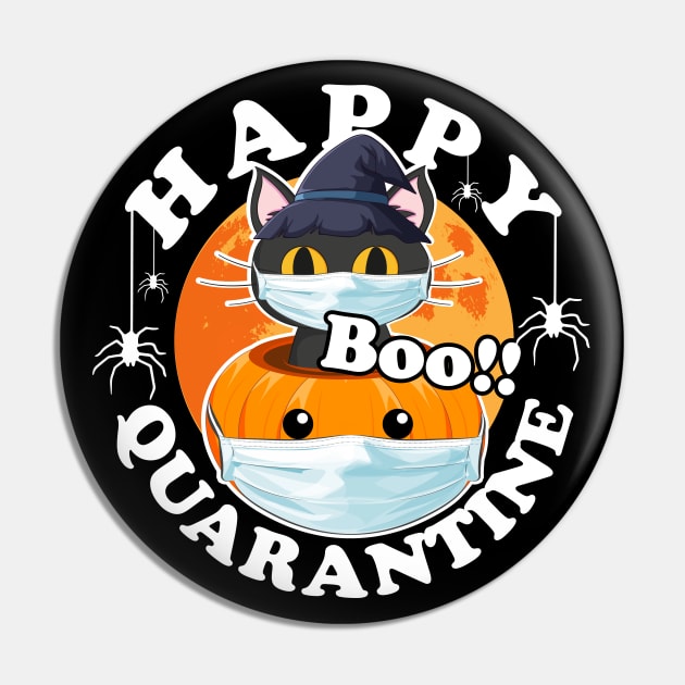 Happy Quarantine, Cat Pumpkin Face Mask Halloween Costume Pin by Kawaii_Tees