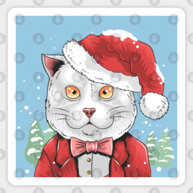 Cute Cat Christmas With Santa Claus Hat Christmas Cat Santa