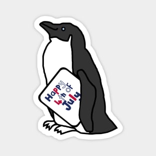 Happy 4th of July says Cute Penguin Magnet