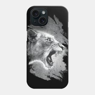 Black and white graphite lioness (black background) Phone Case