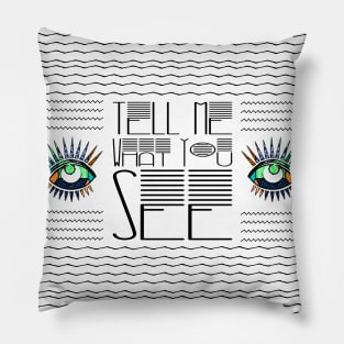 Patchwork Eye Tell Me What You See Line Art Pillow