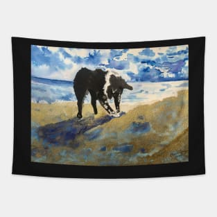 Dog on the Beach Tapestry