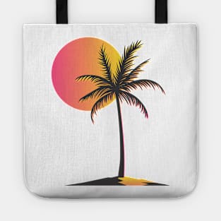 Sunny Day on the Island Retro Sun palm tree Tote