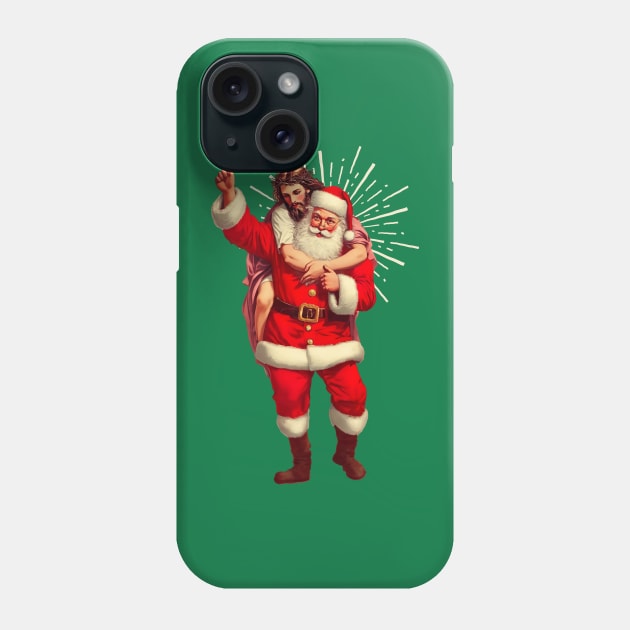 Ho Ho Holy Night - Santa and Jesus Piggyback Ride Phone Case by TwistedCharm