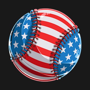 USA American Flag Baseball Lover Sports Fan T-Shirt