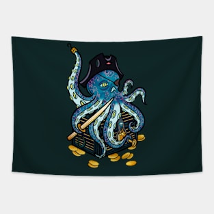 "Pirate Octopus with his Treasure" Tapestry