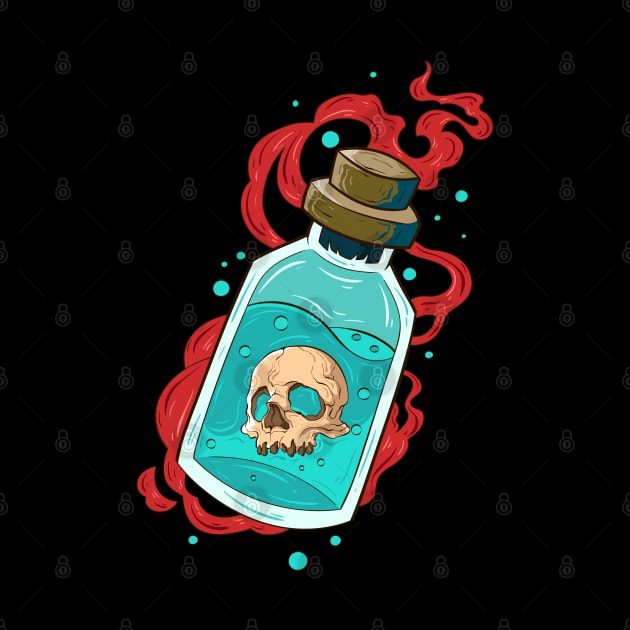 Japanese Skeleton venom bottle 3 - Vector art illustration by Yabisan_art