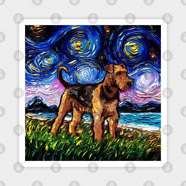Airedale Terrier Night Magnet by sagittariusgallery
