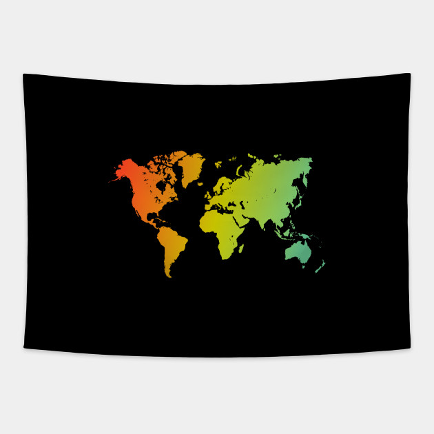 World Map Colorful Travel The World Art For Travelers Aesthetic Tapestry Teepublic