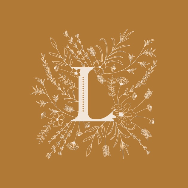 Botanical Letter L (Mustard Yellow) by Cascade Patterns