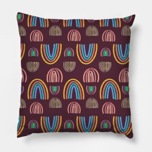 Playful Plum Rainbows of Joy Pillow