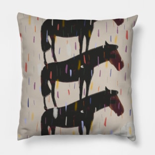 Three Horses in the snow Pillow