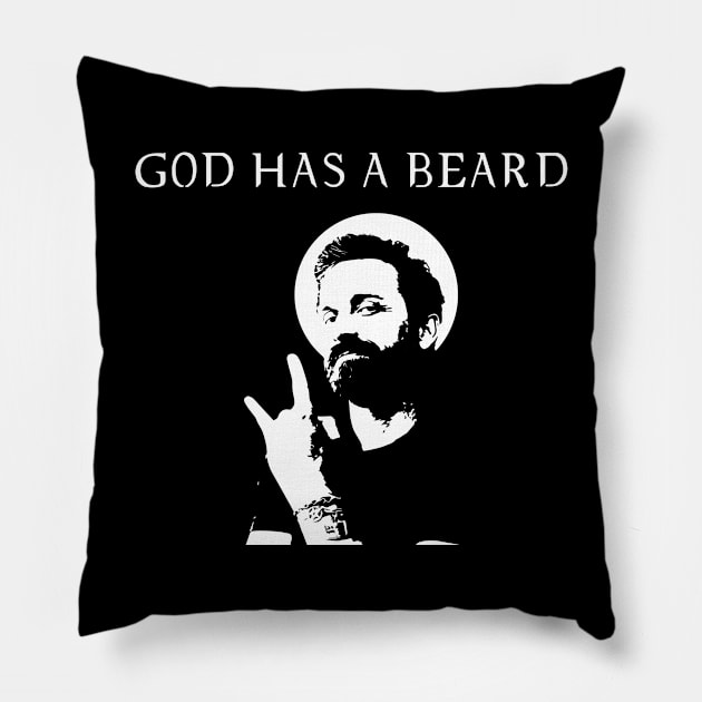 God has a beard Pillow by MeowOrNever