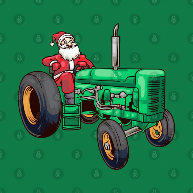 Farmer Santa Claus Farm Farming Tractor Christmas by E