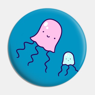 Pink and Little Blue Jellyfish Pin