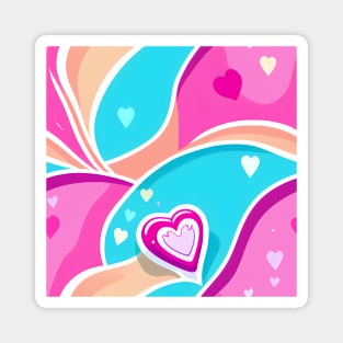 Delicious Candy Heart on Colorful Ice Cream Magnet