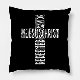 Jesus Christ Word Art Cross Pillow