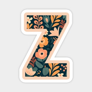 Whimsical Floral Letter Z Magnet