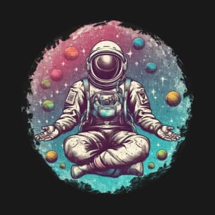 Meditating Astronaut - Galaxy Spaceman Astronomer Cosmos T-Shirt