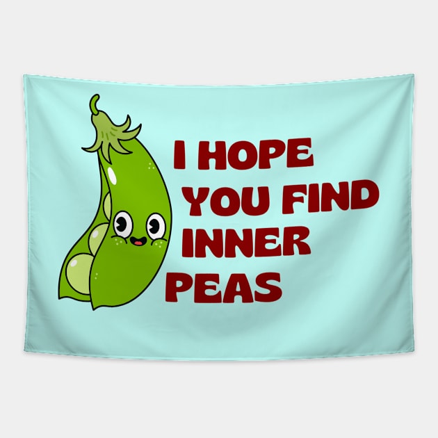 I Hope You Find Inner Peas | Cute Peas Pun Tapestry by Allthingspunny