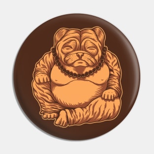 Golden Budai Pug // Funny Fat Pug Buddha Pin