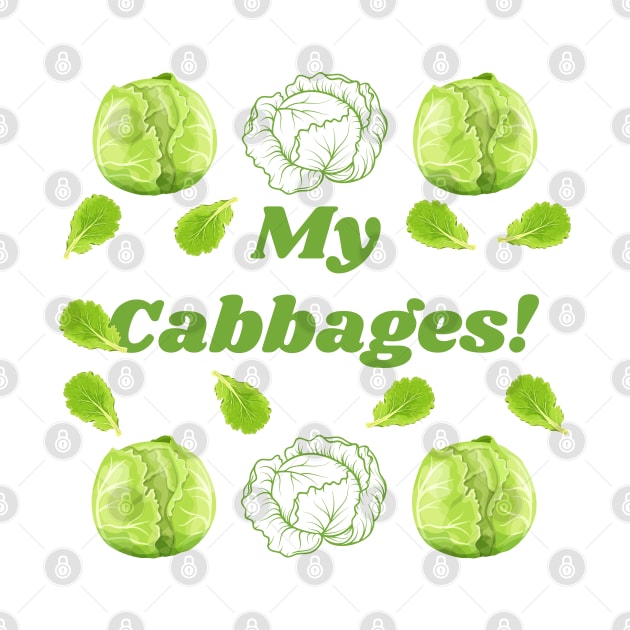 My Cabbages Pattern | Botanical Art | Green Vegetables | Gifts for Plant Lovers | Gifts for Vegetarians by mschubbybunny