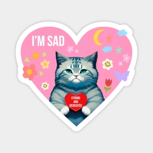 im sad cat strong and dedicated heart shaped sticker Magnet