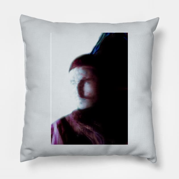 Portrait, digital collage, special processing. Bright side, survival guy. Man between light and darkness. Violet. Pillow by 234TeeUser234