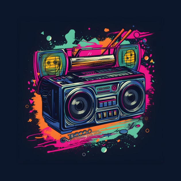 Ghetto Blaster Boom Box 80s Hip-Hop Stereo by Grassroots Green