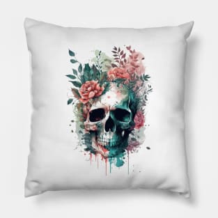 Skull and Roses Tattoo Pillow