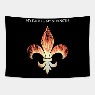 Flaming Fleur de lis Strength! Tapestry